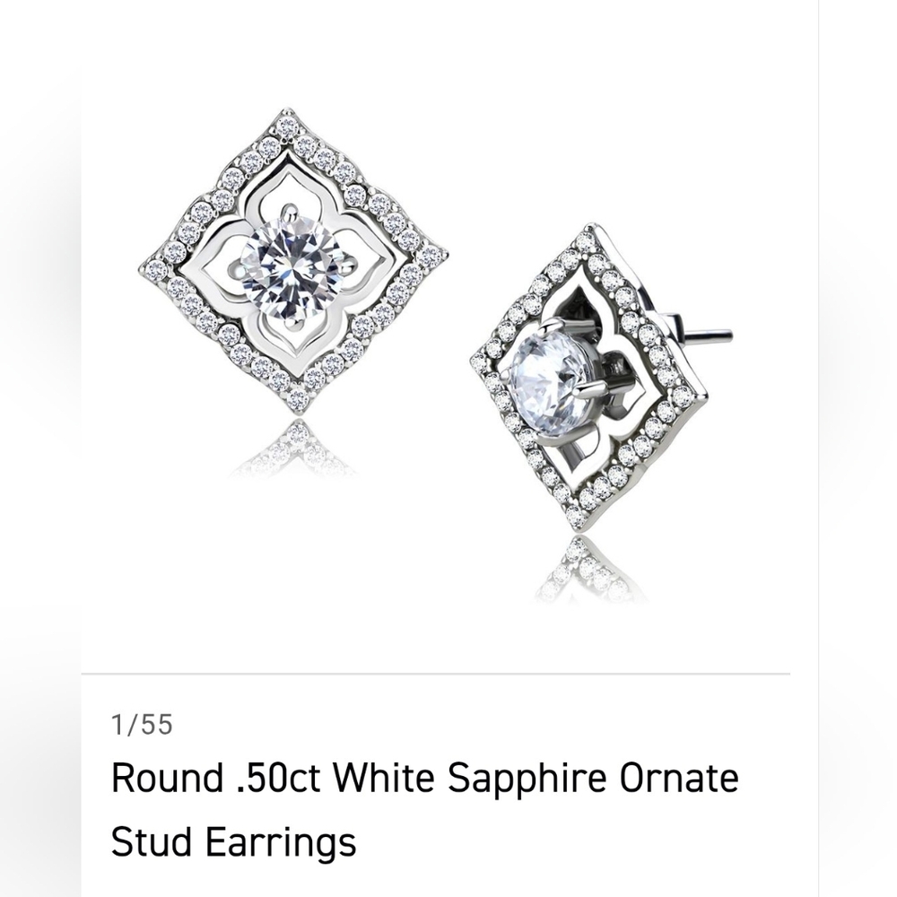 Elegant Silver and White Sapphire Earrings